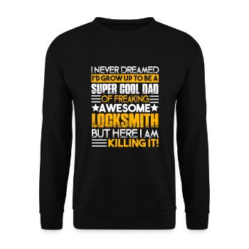 Locksmith Super Cool Locksmith Dad - Unisex Sweatshirt - black - Front - Alina (178cm) & Michal (187cm)
