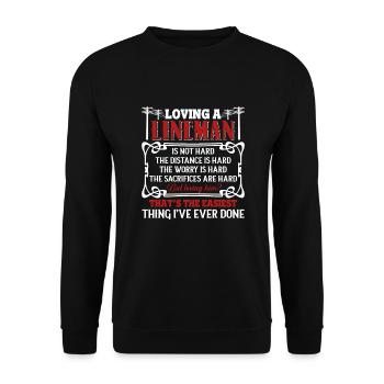 Lineman Loving A Lineman Is Not Hard - Unisex Sweatshirt - black - Front - Alina (178cm) & Michal (187cm)