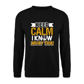 Muay Thai Keep Calm I Know Muay Thai - Unisex Sweatshirt - black - Front - Alina (178cm) & Michal (187cm)