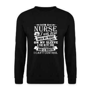 Nurse Nurse Was Born With Heart - Unisex Sweatshirt - black - Front - Alina (178cm) & Michal (187cm)