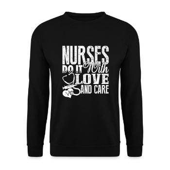 Nurse Nurses Do It With Love And Care - Unisex Sweatshirt - black - Front - Alina (178cm) & Michal (187cm)