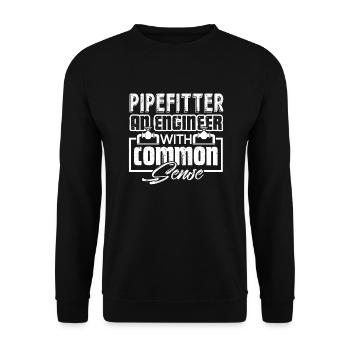 Pipefitter Pipefitter With Common Sense - Unisex Sweatshirt - black - Front - Alina (178cm) & Michal (187cm)