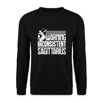 Sagittarius Warning Inconsistent Sagittarius - Unisex Sweatshirt - black - Front - Alina (178cm) & Michal (187cm)