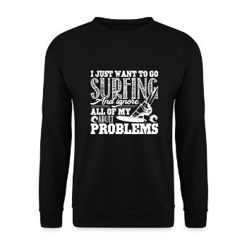 Surfing I Just Want To Go Surfing - Unisex Sweatshirt - black - Front - Alina (178cm) & Michal (187cm)