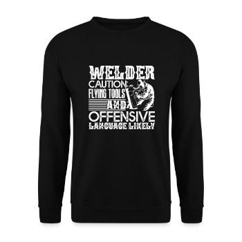 Welder Welder Caution - Unisex Sweatshirt - black - Front - Alina (178cm) & Michal (187cm)