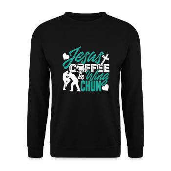 Wing Chun Jesus Coffee Wing Chun - Unisex Sweatshirt - black - Front - Alina (178cm) & Michal (187cm)