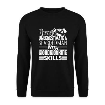 Woodworking Beardedman With Woodworking Skills - Unisex Sweatshirt - black - Front - Alina (178cm) & Michal (187cm)