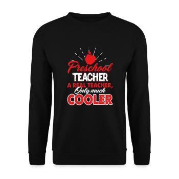 Preschool Teacher A Real Teacher - Unisex Sweatshirt - black - Front - Alina (178cm) & Michal (187cm)