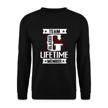 Team Glazier Lifetime Member - Unisex Sweatshirt - black - Front - Alina (178cm) & Michal (187cm)