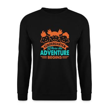 Kindergarten Teacher Where The Adventure Begins - Unisex Sweatshirt - black - Front - Alina (178cm) & Michal (187cm)
