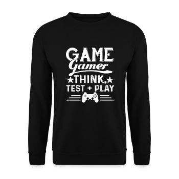 Gamer Think Test Play - Unisex Sweatshirt - black - Front - Alina (178cm) & Michal (187cm)