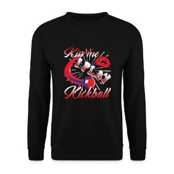 Kiss Me I Play Kickball - Unisex Sweatshirt - black - Front - Alina (178cm) & Michal (187cm)