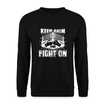 Kickboxing Keep Calm And Fight On - Unisex Sweatshirt - black - Front - Alina (178cm) & Michal (187cm)