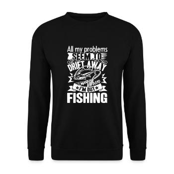 Fishing All My Problems Seem To Drift Away - Unisex Sweatshirt - black - Front - Alina (178cm) & Michal (187cm)