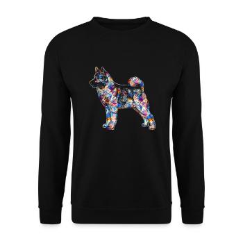 Norwegian Elkhound Geometric - Unisex Sweatshirt - black - Front - Alina (178cm) & Michal (187cm)