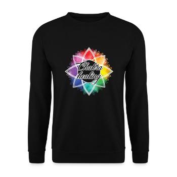 Chakra Healing Funny Chakra - Unisex Sweatshirt - black - Front - Alina (178cm) & Michal (187cm)