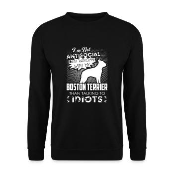 Boston Terrier Dog Lover - Unisex Sweatshirt - black - Front - Alina (178cm) & Michal (187cm)