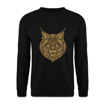 Bobcat Geometric Face - Unisex Sweatshirt - black - Front - Alina (178cm) & Michal (187cm)
