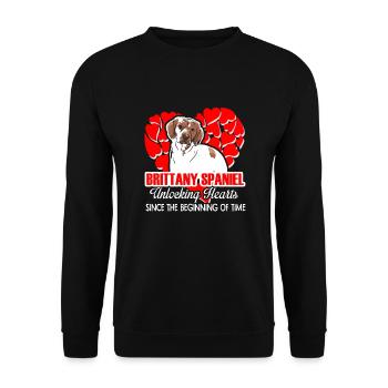 Brittany Spaniel Unlocking Hearts - Unisex Sweatshirt - black - Front - Alina (178cm) & Michal (187cm)