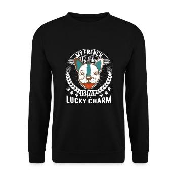 French Bulldog Is My Lucky Charm - Unisex Sweatshirt - black - Front - Alina (178cm) & Michal (187cm)