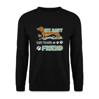 Dachshund Is My Best Friend - Unisex Sweatshirt - black - Front - Alina (178cm) & Michal (187cm)