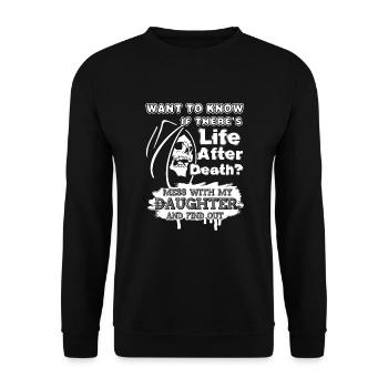 Don't Mess With My Daughter - Unisex Sweatshirt - black - Front - Alina (178cm) & Michal (187cm)