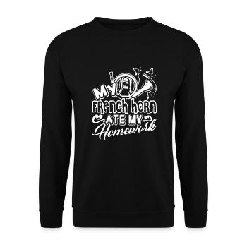 French Horn Ate My Homework - Unisex Sweatshirt - black - Front - Alina (178cm) & Michal (187cm)