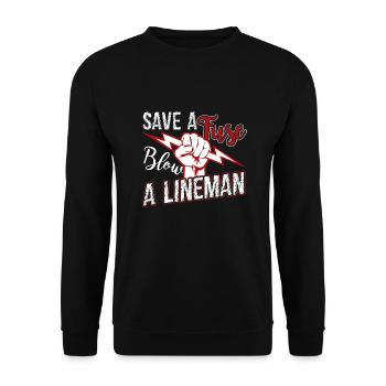 Lineman Blow A Lineman - Unisex Sweatshirt - black - Front - Alina (178cm) & Michal (187cm)
