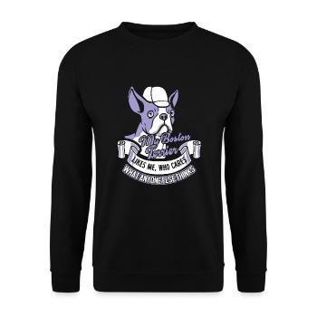 My Boston Terrier Likes Me - Unisex Sweatshirt - black - Front - Alina (178cm) & Michal (187cm)
