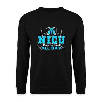Nicu Nurse Nicu Keep The Beat All Day - Unisex Sweatshirt - black - Front - Alina (178cm) & Michal (187cm)