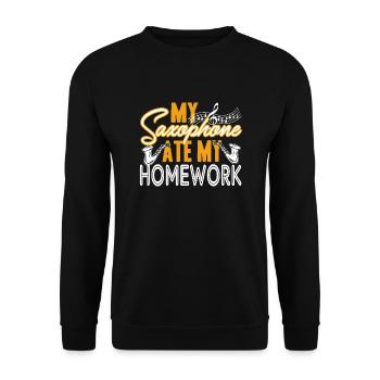 Saxophone Ate My Homework - Unisex Sweatshirt - black - Front - Alina (178cm) & Michal (187cm)