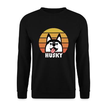 Husky Retro - Unisex Sweatshirt - black - Front - Alina (178cm) & Michal (187cm)