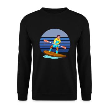 Paddleboarding Blue Retro - Unisex Sweatshirt - black - Front - Alina (178cm) & Michal (187cm)