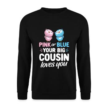 Rose ou bleu votre grand cousin vous aime - hiboux - Sweat-shirt Unisexe - noir - Devant - Alina (178cm) & Michal (187cm)