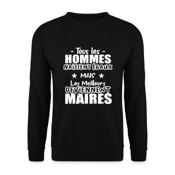 Maire cadeau drôle homme tshirt - Sweat-shirt Unisexe - noir - Devant - Alina (178cm) & Michal (187cm)