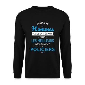 Hommes égaux les meilleurs deviennent policiers - Sweat-shirt Unisexe - noir - Devant - Alina (178cm) & Michal (187cm)