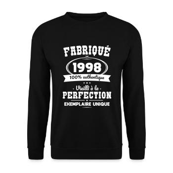 Anniversaire 25 ans - Fabriqué en 1998 - Sweat-shirt Unisexe - noir - Devant - Alina (178cm) & Michal (187cm)
