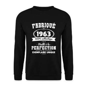Anniversaire 60 ans - Fabriqué en 1963 - Sweat-shirt Unisexe - noir - Devant - Alina (178cm) & Michal (187cm)