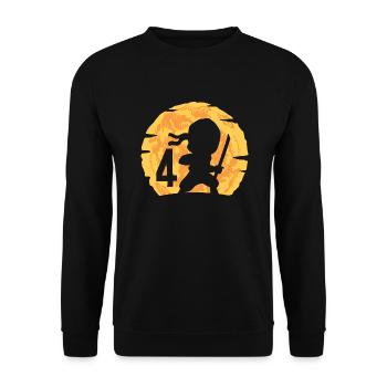 4. Geburtstag Junge 4 Jahre alt Ninja - Unisex Pullover - Schwarz - Vorne - Alina (178cm) & Michal (187cm)