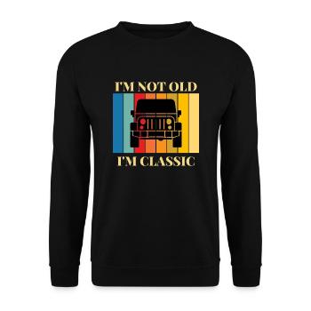 Ich bin nicht alt, ich bin ein Klassiker-Auto - Unisex Pullover - Schwarz - Vorne - Alina (178cm) & Michal (187cm)