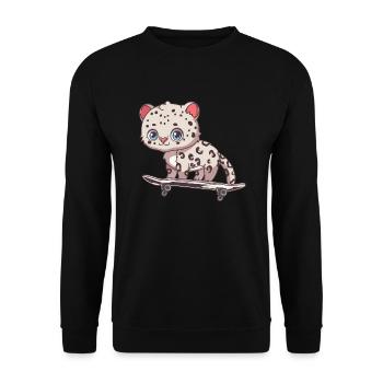 Snow leopard - Unisex Sweatshirt - black - Front - Alina (178cm) & Michal (187cm)