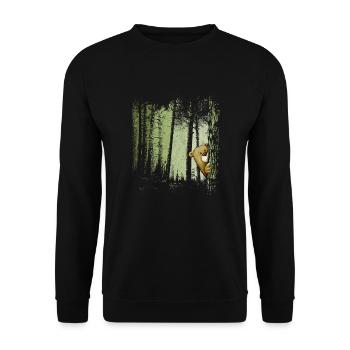 Funny comic bear hidden in the forest - Unisex Sweatshirt - black - Front - Alina (178cm) & Michal (187cm)