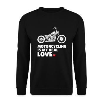 I love motorcycling - Unisex Sweatshirt - black - Front - Alina (178cm) & Michal (187cm)