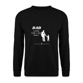 Papa l’homme au grand cœur - Sweat-shirt Unisexe - noir - Devant - Alina (178cm) & Michal (187cm)