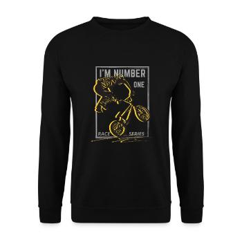 Ich bin die Nummer eins, eine Radrennserie - Unisex Pullover - Schwarz - Vorne - Alina (178cm) & Michal (187cm)