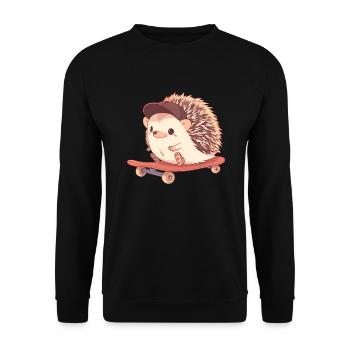 Süßer Igel skatet - Unisex Pullover - Schwarz - Vorne - Alina (178cm) & Michal (187cm)