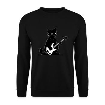 Cat playing guitar - Unisex Sweatshirt - black - Front - Alina (178cm) & Michal (187cm)