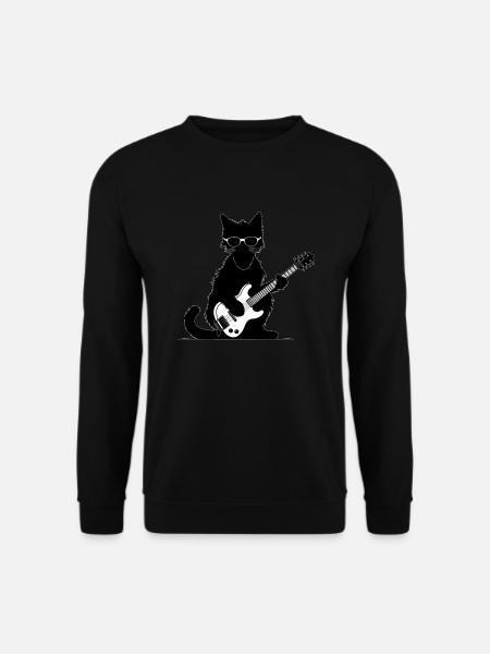 Cat playing guitar - Unisex Sweatshirt - black