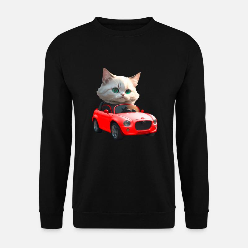 Katze fährt Cabrio - Unisex Pullover - Schwarz