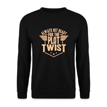 Autor - Immer bereit für den Plot Twist - Unisex Pullover - Schwarz - Vorne - Alina (178cm) & Michal (187cm)